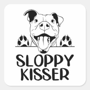 Pegatina Cuadrada Cute Pitbull Amor Pittie Pit Bull Cachorro Hola