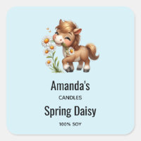 Cute Pony Eating Daisies Candle Business