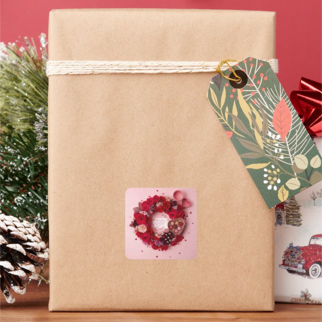 Pegatina Cuadrada Cute Red Rose Romantic Valentine Sticker Sheet  (Vacaciones)