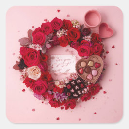 Pegatina Cuadrada Cute Red Rose Romantic Valentine Sticker Sheet 