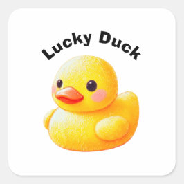 Pegatina Cuadrada Cute Rubber Ducky with Customizable Text