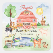Cute Rustic Farm Animals Barnyard Baby Shower