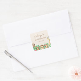 Pegatina Cuadrada Cute Safari Animals Baby Shower