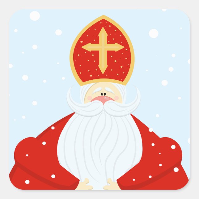 Pegatina Cuadrada Cute Saint Nicholas (Anverso)
