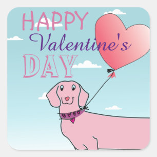 Pegatina Cuadrada Cute San Valentín
