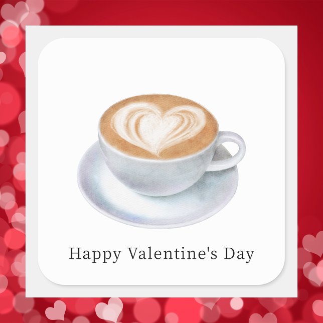 Pegatina Cuadrada Cute San Valentín en Acuarela (Subido por el creador)