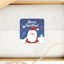 Pegatina Cuadrada Cute Santa Claus Winter Wonderland Feliz Navidad