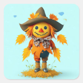 Pegatina Cuadrada Cute Scarecrow