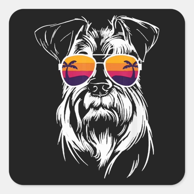 Pegatina Cuadrada Cute schnauzer dog  (Anverso)