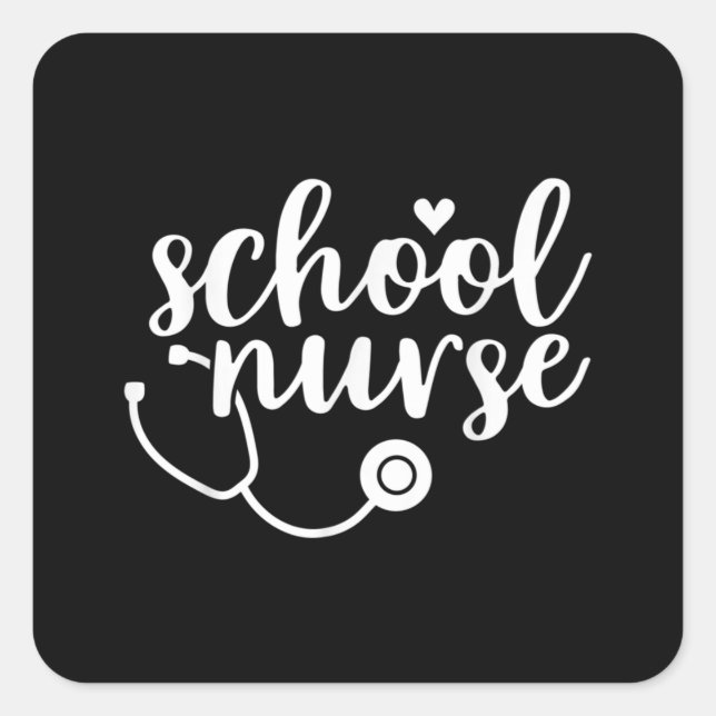 Pegatina Cuadrada Cute School Nurse Appreciation (Anverso)