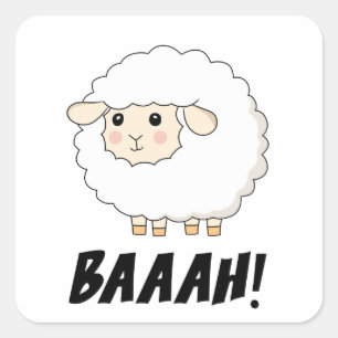 Pegatina Cuadrada Cute Sheep Baaah