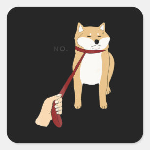 Pegatina Cuadrada Cute shiba inu Diseño divertido para perros no