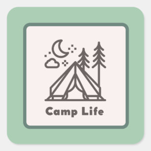 Pegatina Cuadrada Cute Sticker de Camping / Aire Libre acampa más,