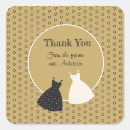 Pegatina Cuadrada Cute Sticker de Ilustración para Despedida de Solt