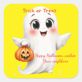 Pegatina Cuadrada Cute sticker happy Halloween with adjustable text