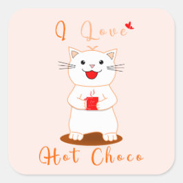 Pegatina Cuadrada Cute Sticker |  Me encanta el chocolate caliente