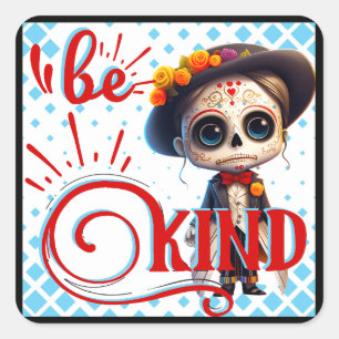 Pegatina Cuadrada Cute Sugar Skull