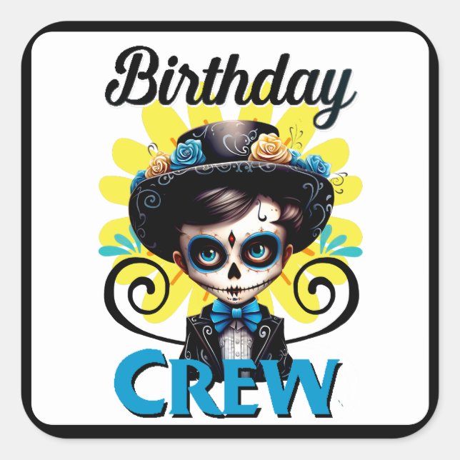 Pegatina Cuadrada Cute Sugar Skull (Anverso)