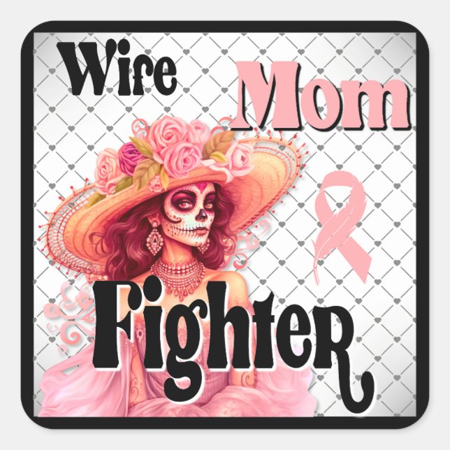 Pegatina Cuadrada Cute Sugar Skull (Anverso)