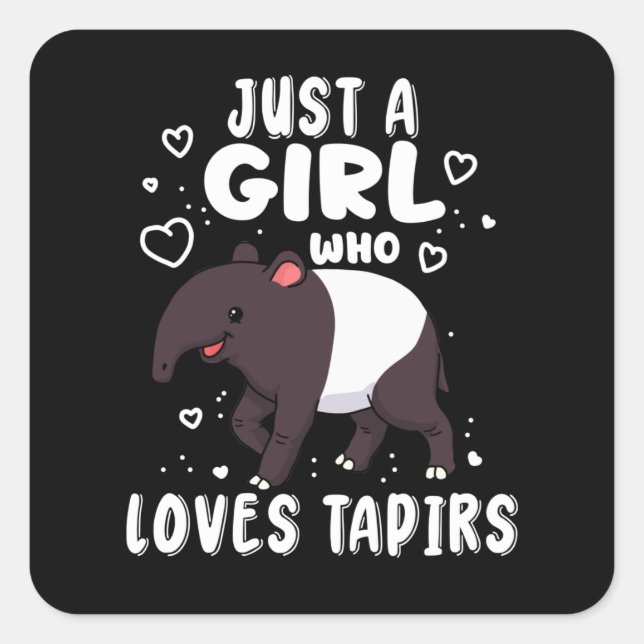 Pegatina Cuadrada Cute Tapir Gift Women Tapir Gifts Girls Tapir (Anverso)