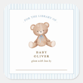 Pegatina Cuadrada Cute Teddy Bear bebé Niño Bookplate