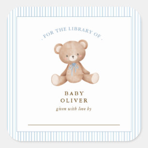Pegatina Cuadrada Cute Teddy Bear bebé niño Ex libris