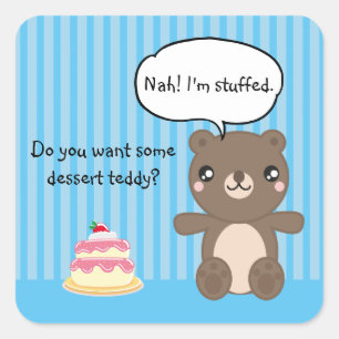 Pegatina Cuadrada Cute Teddy Bear Kids Chiste gracioso