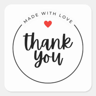 Pegatina Cuadrada Cute Thank You Sticker | Small Business Packaging