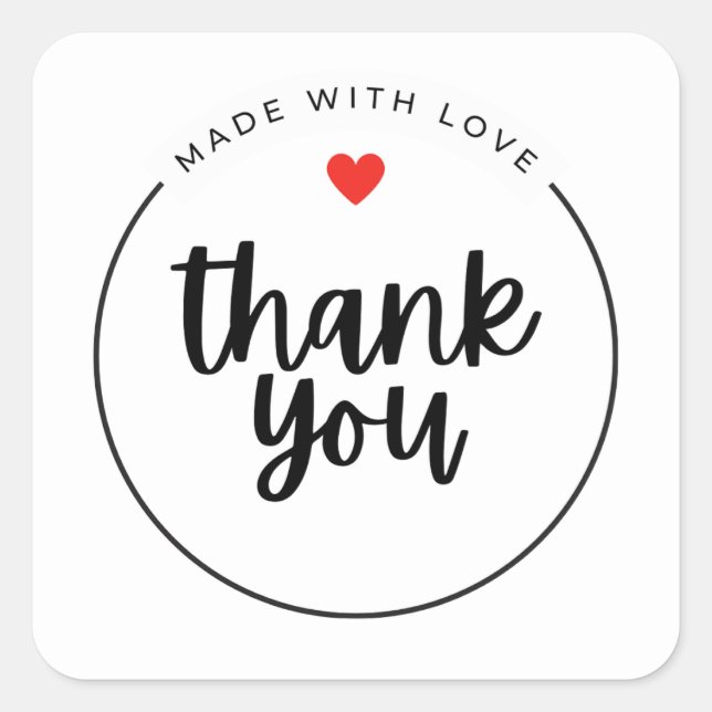 Pegatina Cuadrada Cute Thank You Sticker | Small Business Packaging (Anverso)