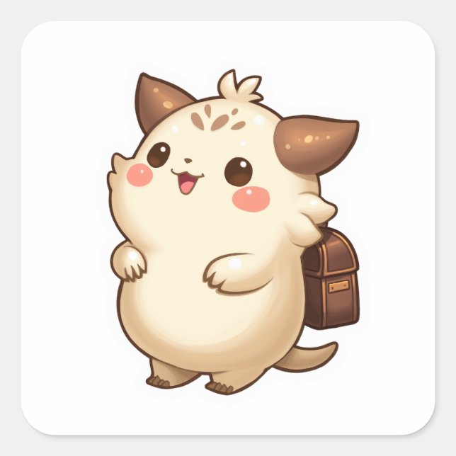 Pegatina Cuadrada Cute Tiny Adventurer Character Sticker Sheet (Anverso)