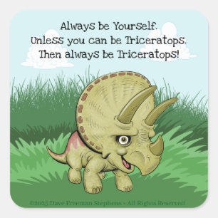 Pegatina Cuadrada Cute Triceratops