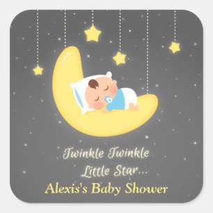 Pegatina Cuadrada Cute Twinkle Twinkle Little Star Baby Shower