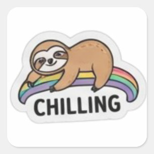 Pegatina Cuadrada Cute Vibe Señal de Mano Shaka Hoja de Stickers
