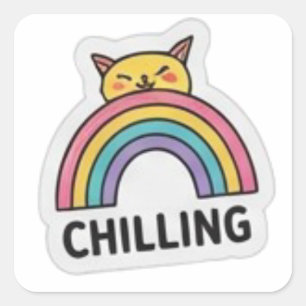 Pegatina Cuadrada Cute Vibe Señal de Mano Shaka Hoja de Stickers