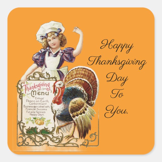 Pegatina Cuadrada Cute Vintage Cook With Menu Sticker (Anverso)