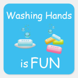 Pegatina Cuadrada Cute Washings Hands es divertido