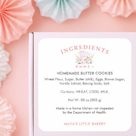 Pegatina Cuadrada Cute Watercolor Chef Hat Ingredient Product