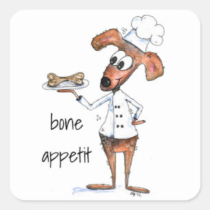 Pegatina Cuadrada Cute Whimsical Dog Chef