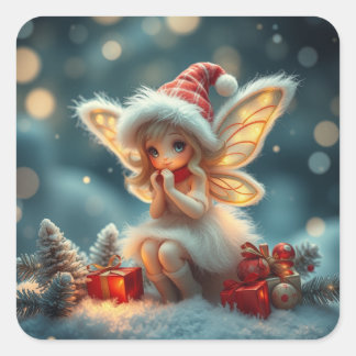 Pegatina Cuadrada Cute Winter Fairy Pegatinas