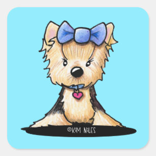 Pegatina Cuadrada Cute Yorkie Terrier
