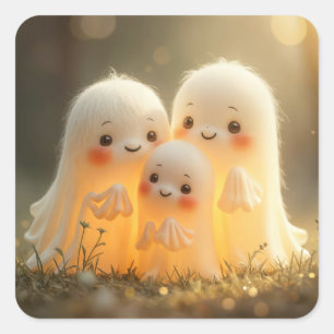 Pegatina Cuadrada Cutenes de Fantasmas de Halloween