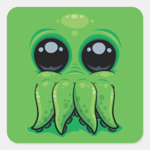 Pegatina Cuadrada Cutethulhu Cute Cthulhu Face