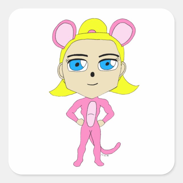 Pegatina Cuadrada cutícula rosa (Anverso)