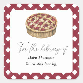 Pegatina Cuadrada Cutie de color de agua - placa Baby Shower