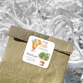 Pegatina Cuadrada Cutie Naranja Citrus Summer Ice Cream Baby Shower