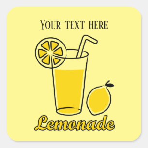 Pegatina Cuadrada Cuto añadir texto limonada negocio