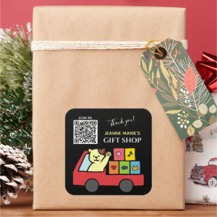 Pegatina Cuadrada Cuto Cat Gracias Código QR