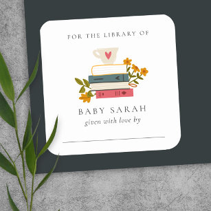 Pegatina Cuadrada Cuto Dusky Storibooks Floral Baby Library