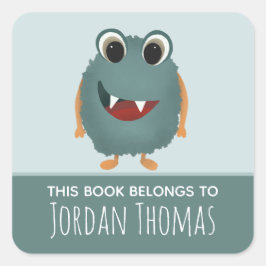 Pegatina Cuadrada Cuto 'Este libro pertenece' placa de biblioteca de