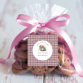 Pegatina Cuadrada Cuto otoño verde y calabaza de ciruela temática Ba